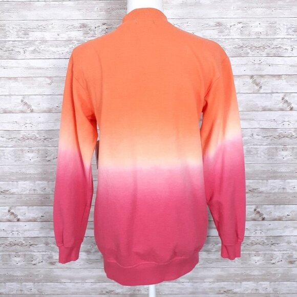 BP Womens Sweatshirt XS Mockneck Orange Pink Ombre 311A - Picture 3 of 5